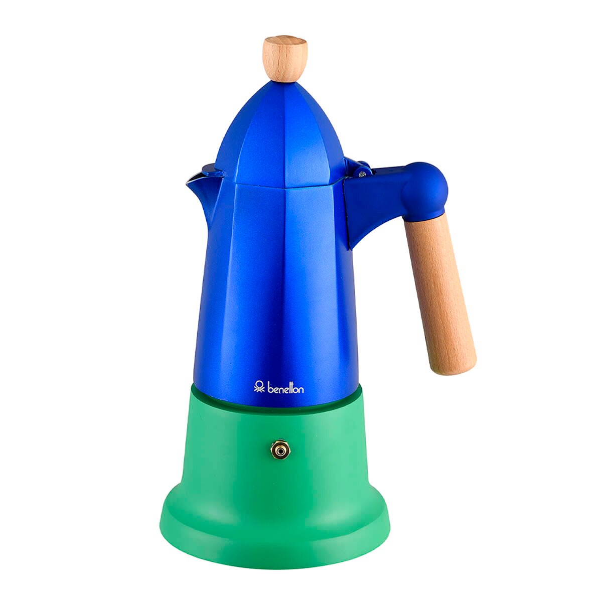 Cafetière italienne Benetton, en aluminium, moderne, originale, robuste, durable, fonctionnelle, 6 tasses, poignée, facile à utiliser et à nettoyer, machines à café italiennes