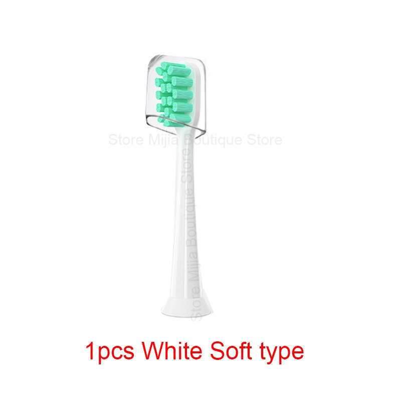 Dla Xiaomi Mijia T300 / 500 / SOOCAS elektryczna główka szczoteczki do zębów uniwersalne końcówki do szczoteczki do wybielania 3D: 1pcs White Soft type