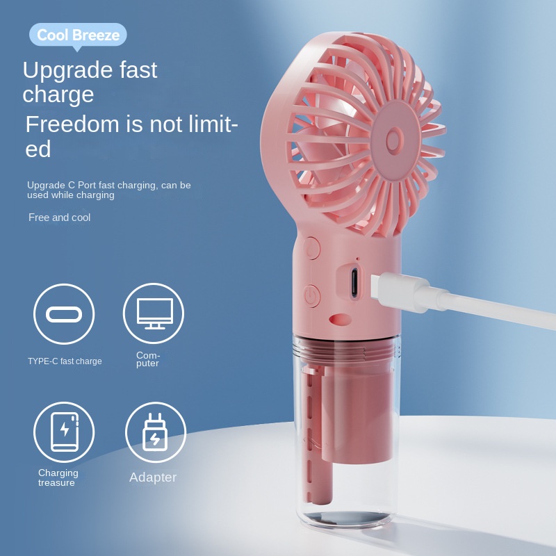 portátil recargable de la fan de nebulización del mini ventilador de mano USB con la fan de niebla de agua del espray de 4 velocidades ajustables que acampan al aire libre viajar