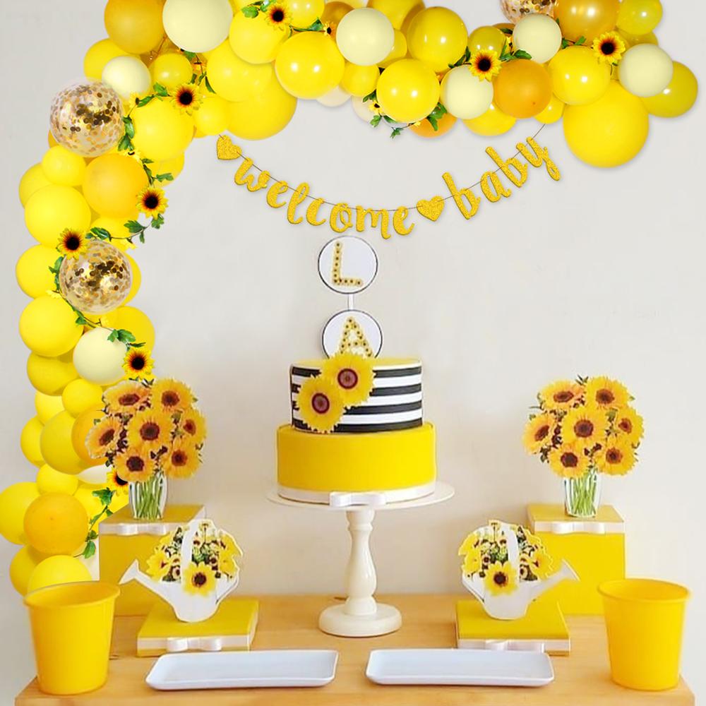 Qifu Zonnebloem Ballon Garland Arch Kit Gele Ballonnen Latex Ballon Verjaardagsfeestje Decoraties Kids Baby Shower Decor Ballonnen