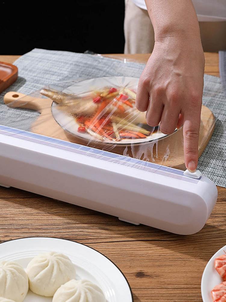 Plastic Film Wrap Cling Dispenser Cutter Household Wrap Dispenser with Cutter Reusable Cutting Dispenser For Kitchen Tool