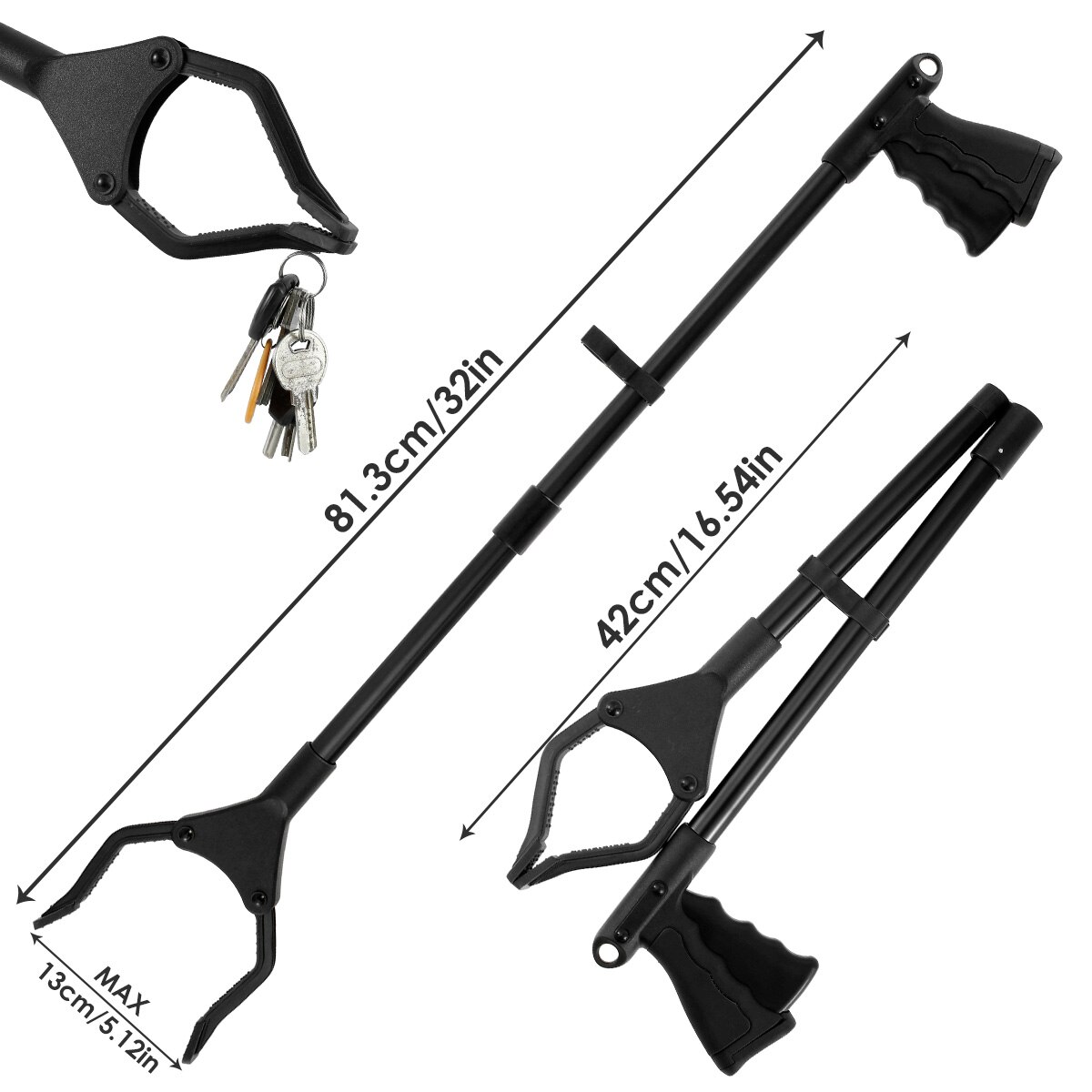 Litter Grabber Reacher Pickers Pick Up Tools Grabber Extender Grabbers Picker Collapsible Garbage Pick Up Tool with Magnetic Tip: black