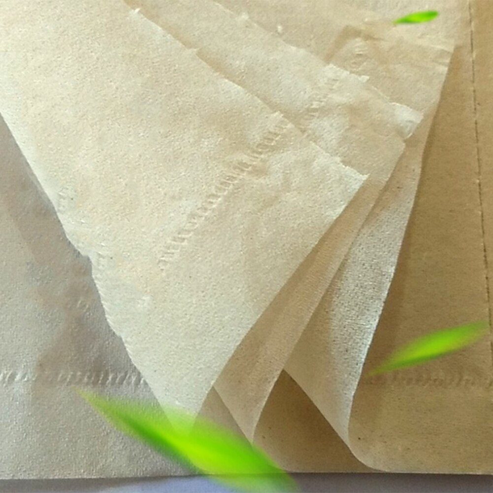 Toallas de papel recicladas de fibra de bambú, paquete de 6 rollos de papel de 4 capas