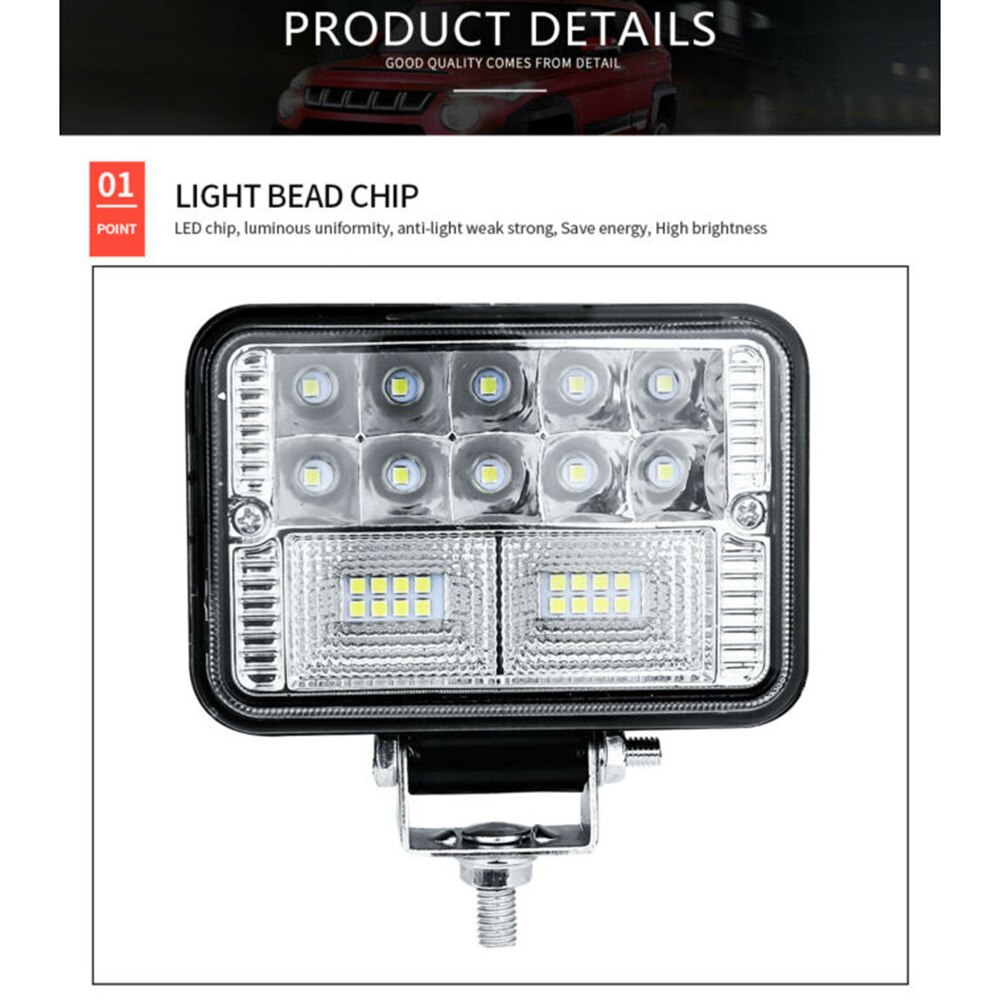 2pcs LED Work Light 12V 78W Waterproof 6000K White 6000LM Dustproof Pods