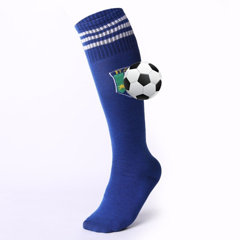 Calcetines para fútbol para niños y adultos, calcetín deportivo transpirable hasta la rodilla, Media larga entrenamiento: IT Blue / for adult size