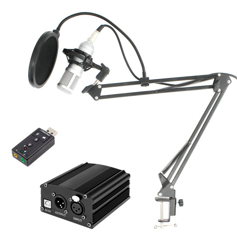 BM800 Condenser Microphone Kit Studio Microphone Vocal Recording KTV Karaoke Microphone Mic W/Stand For Computer Radio Singing: D style