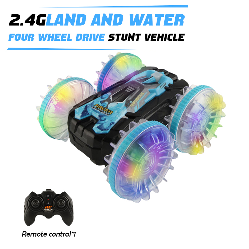 Voiture amphibie télécommandée RC, voiture de cascade, véhicule Double face, roue de dérive légère, jouets d'extérieur pour garçons et enfants