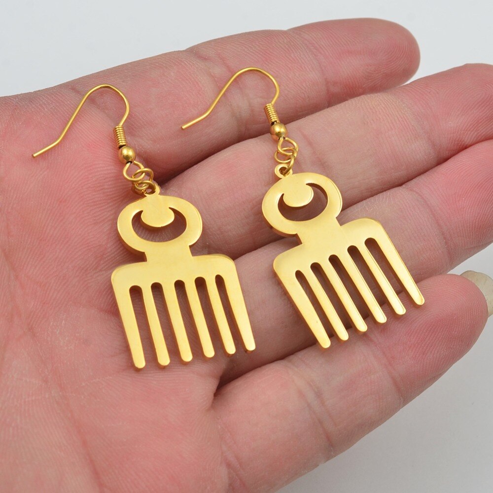 Anniyo African Symbol Earrings Gold Color &amp; Stainless Steel Material Adinkra Gye Nyame Earrings Ethnic Jewelry #074021
