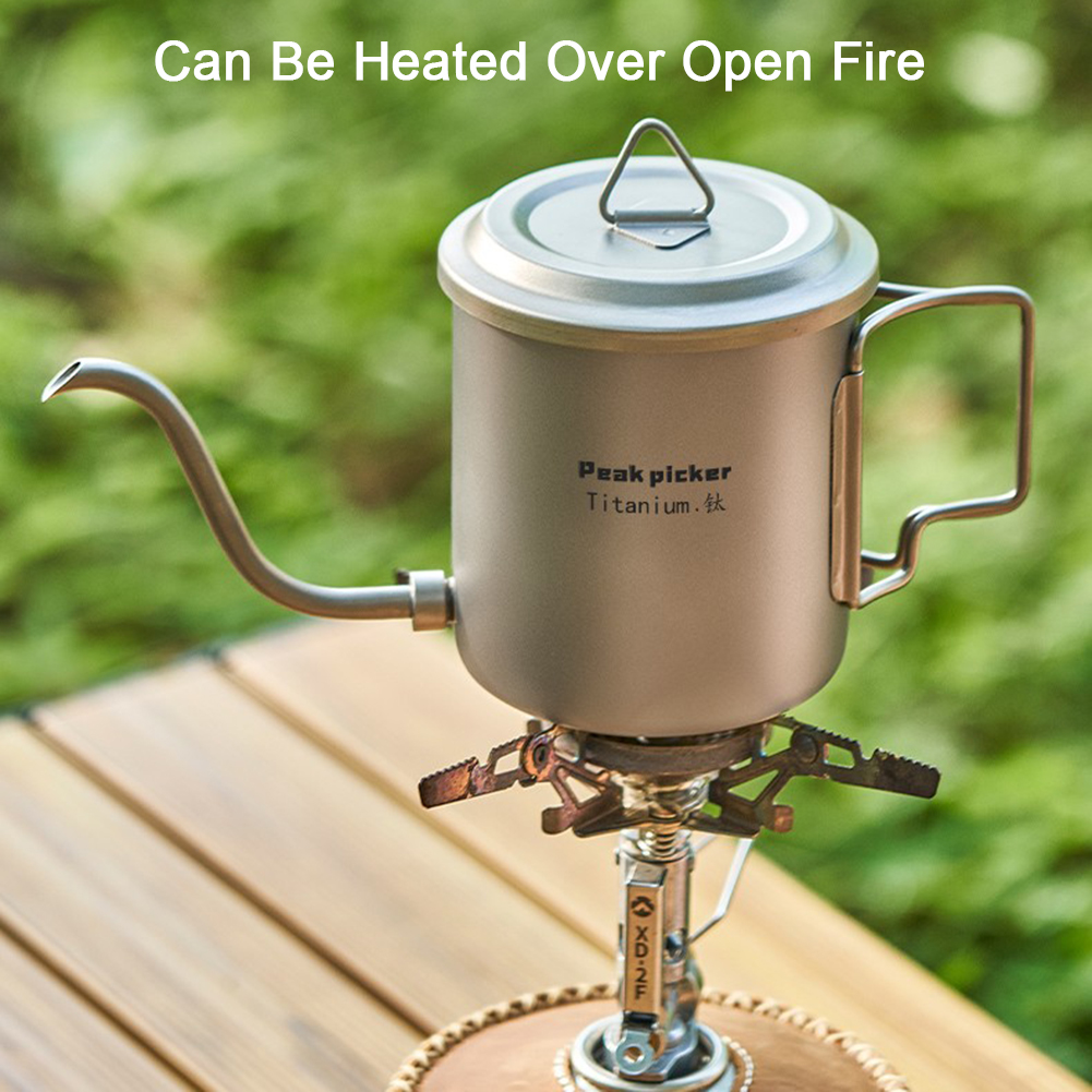 420ml Detachable Titanium Pour Over Kettle Coffee Tea Pot Cup with Folding Detachable Long Narrow Spout Filter Foldable Handle