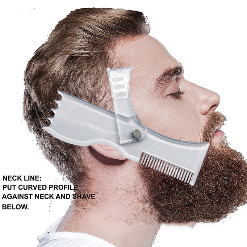 Beard Shaping Tool Template Double Sided Beard Comb Shaving & Hair Removal Razor Tool for Men