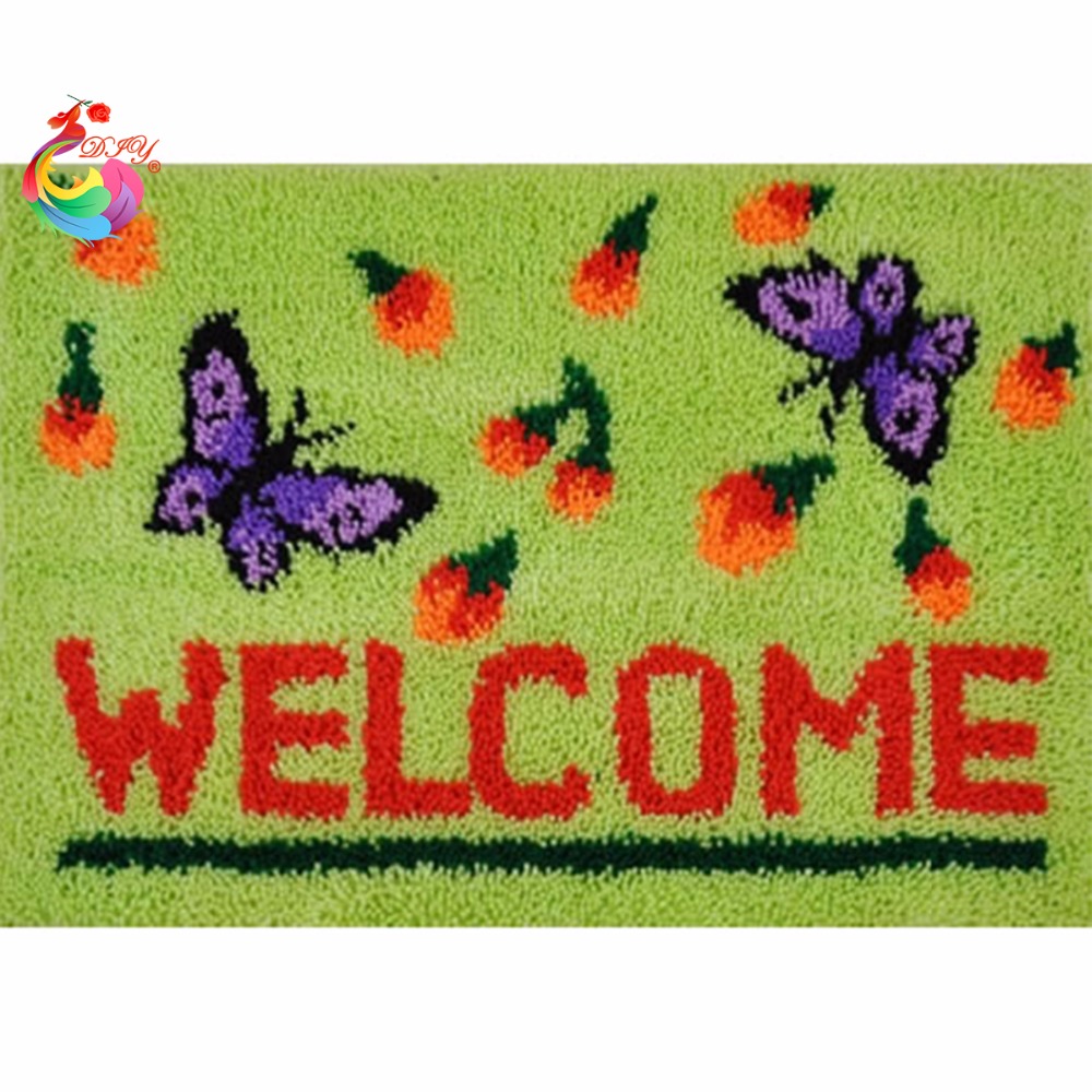 Kit de tapis à crochet pour broderie, broderie artisanale, points de croix, papillon