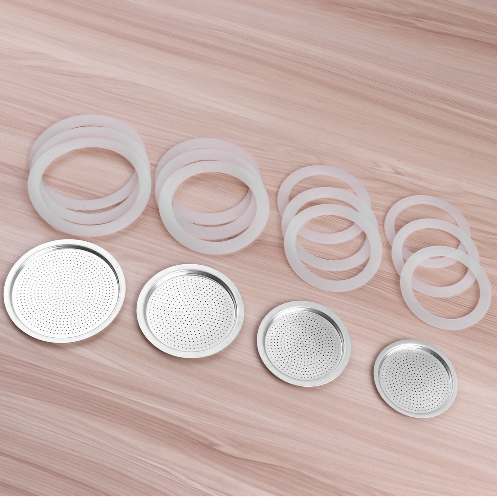 3-Piece Silica Gel Seal Ring Gasket Set With Filter – For Moka Pot 3/6/9/12 Cup
