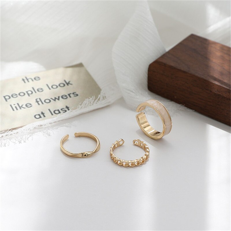 Rings For Women Jewelry Wedding Adjustable Opening Of Three-piece Suit Engagement Stainless Steel Ring Set