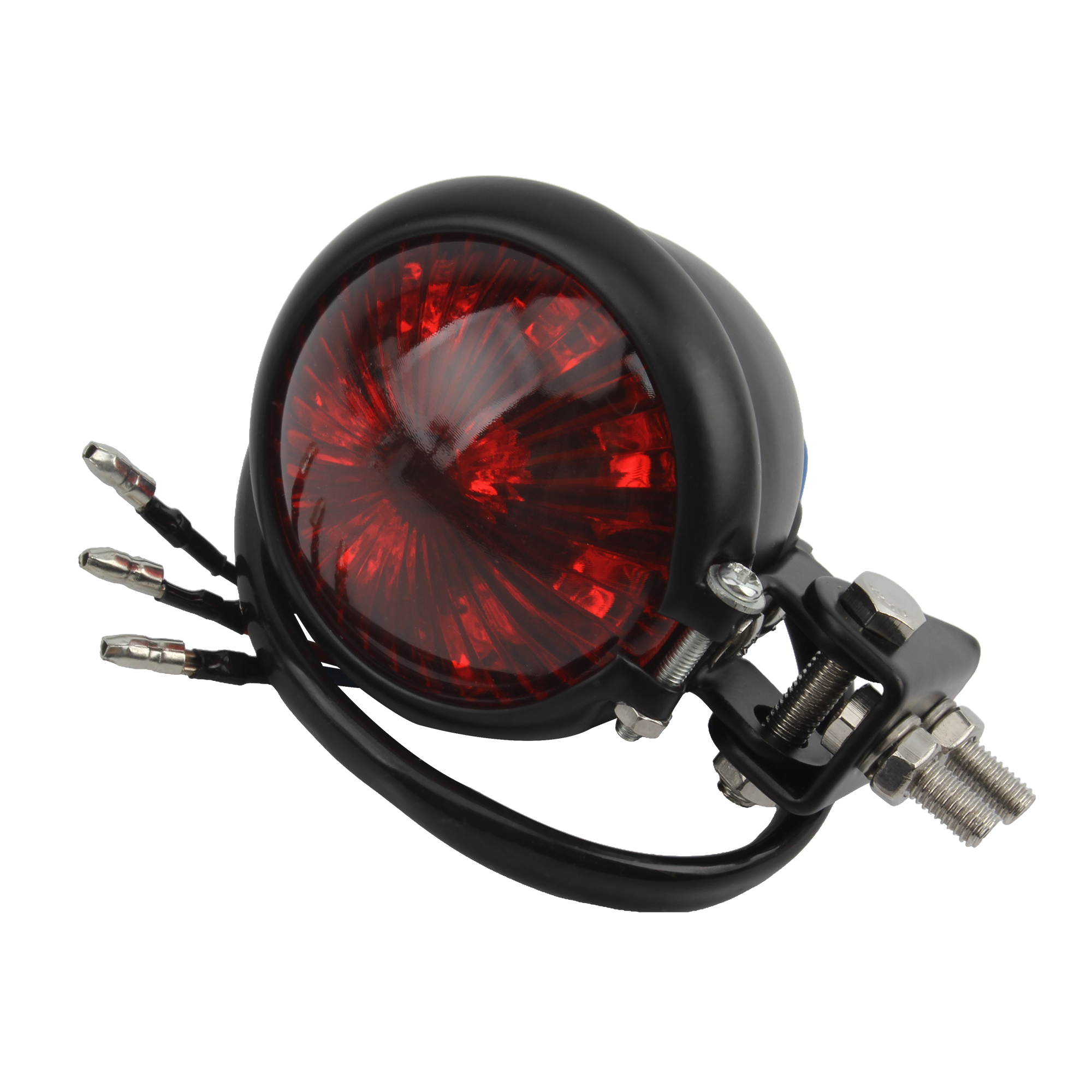 Motorbike LED Brake Tail Light Retro Round Taillight Rear Stop Lamp Modified Accessories Signal Light 12V: Silver