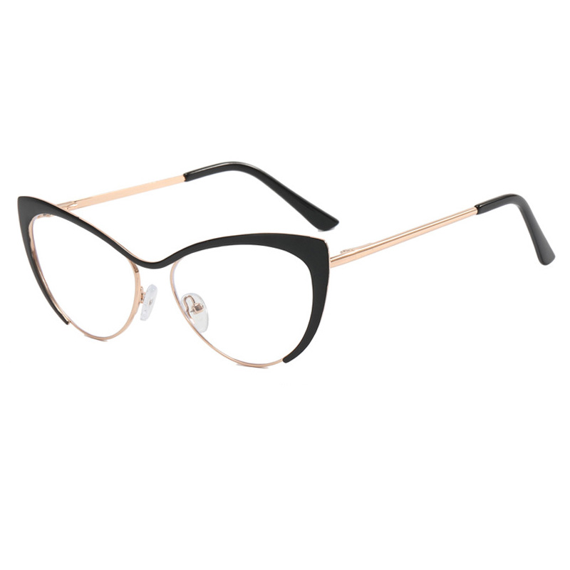 Shauna Anti-Blauw Licht Mode Vrouwen Cat Eye Optische Brilmonturen Lente Hinger Metalen Gradiënt Zonnebril UV400: Goud