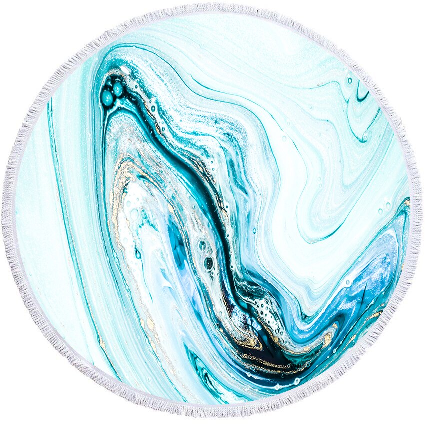 Gobelin marmor stort rundt badehåndklæde farverigt kviksand mønster mikrofiber bruser badehåndklæde rejse tæppe svømning dække: C