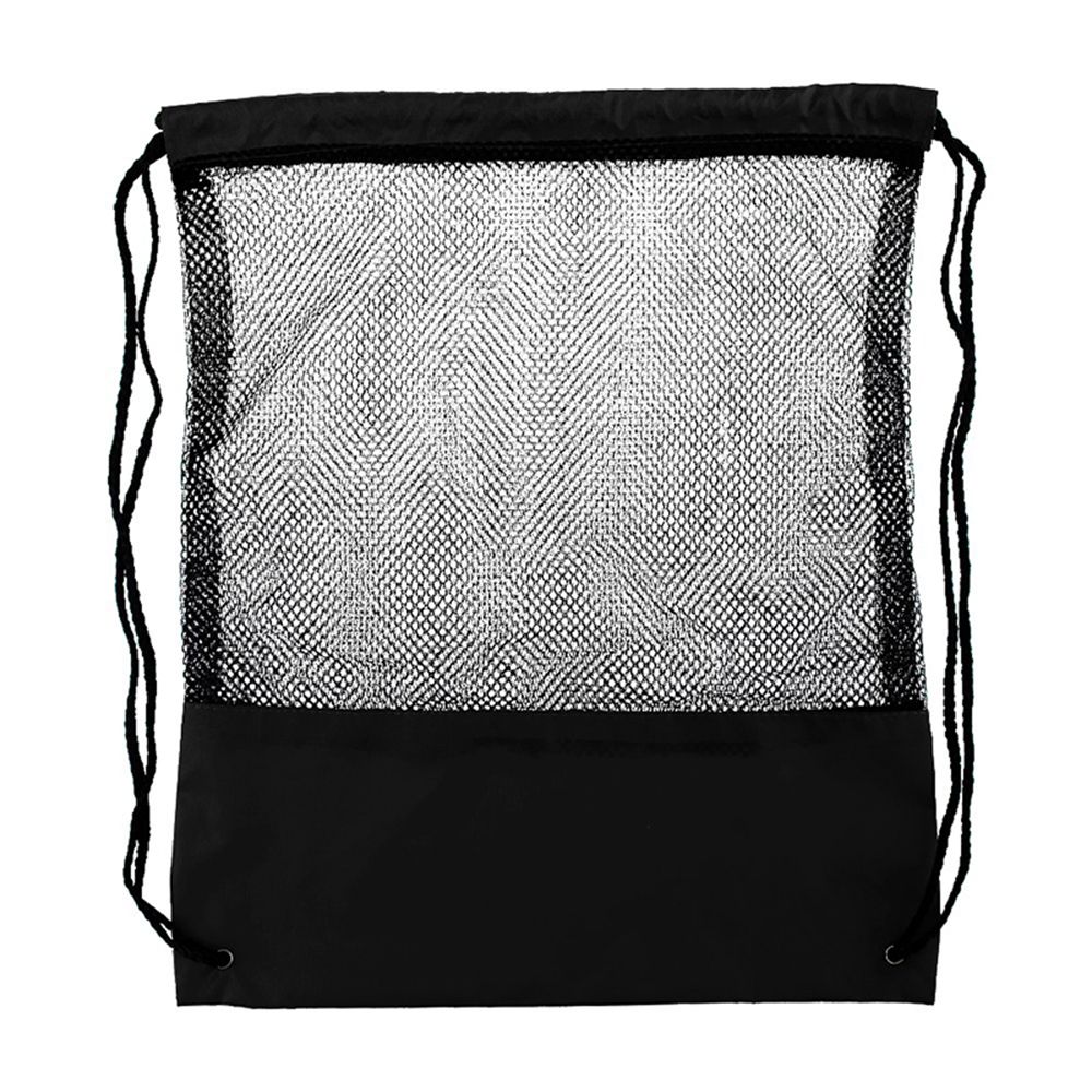 Mesh Drawstring Backpack Tote Sport Pack Clothes Shoe Travel Bag Beach Backpack Bag Toys ShoesClothes Organizer: Black