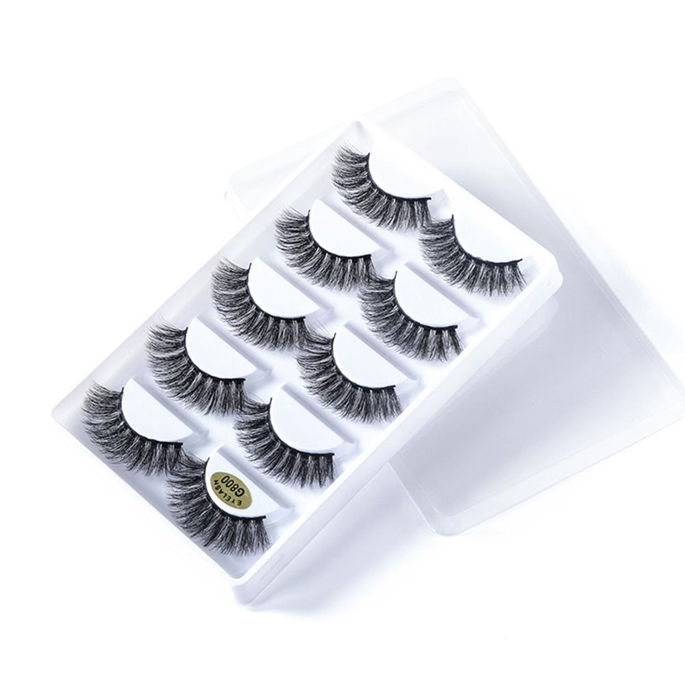 5 Pairs Dramatic Mink Lash Soft Light Weight Long Eyelashes Beauty Makeup Full Strip Lashes Crisscross Volume False Eyelash: SM-G800
