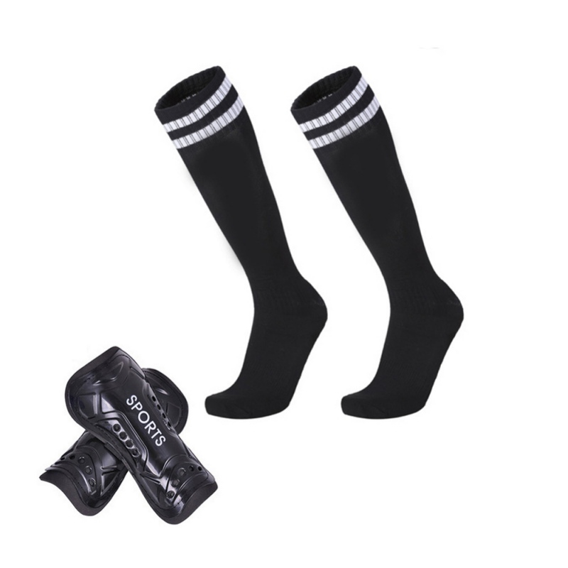 Männer&#39;S Kompression Fußball Strumpfband Gamaschen Pads Fußball Gamaschen Ärmel Gamaschen Sport Socken 1 Paar Pack: Schwarz / L