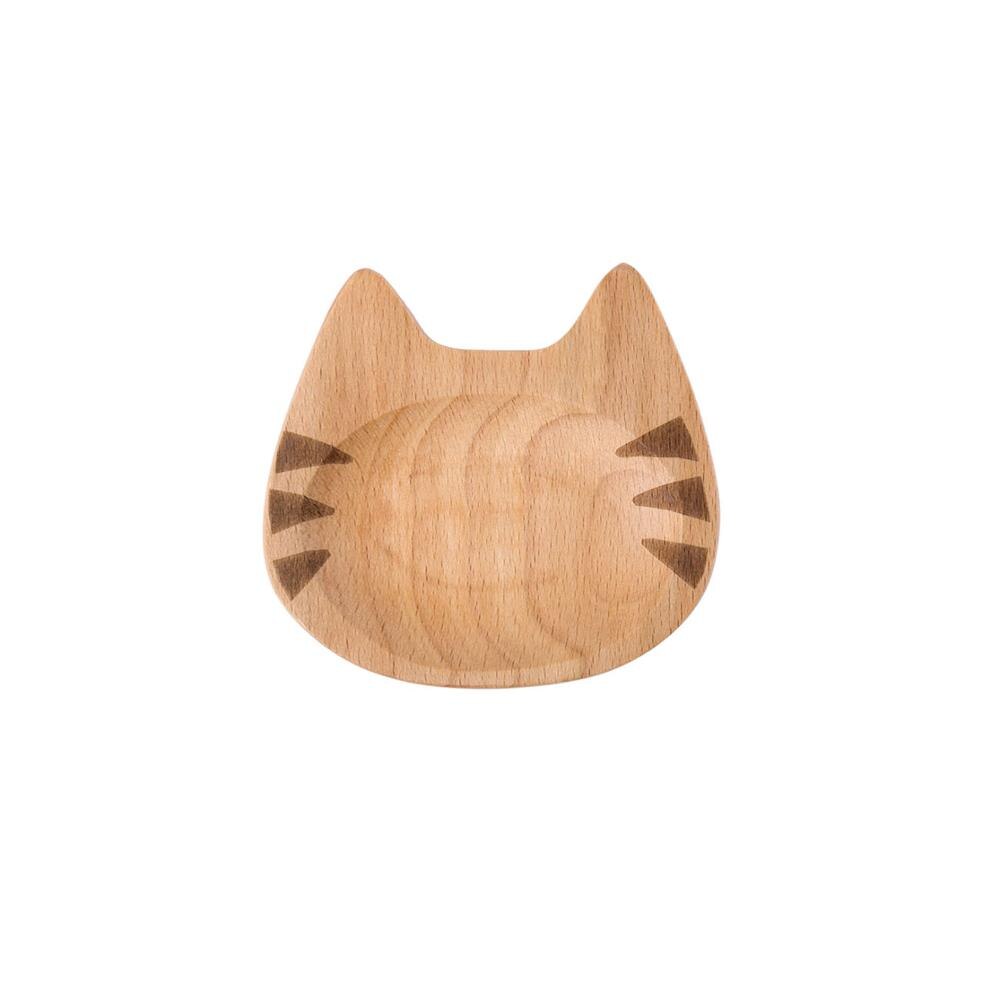 1pc Cat Shape Wood Plate Dessert Cake Dishes Tray Dinnerware Food Dessert Plate Snack Fruit Dish Saucer Kitchen Dinner Plates: A