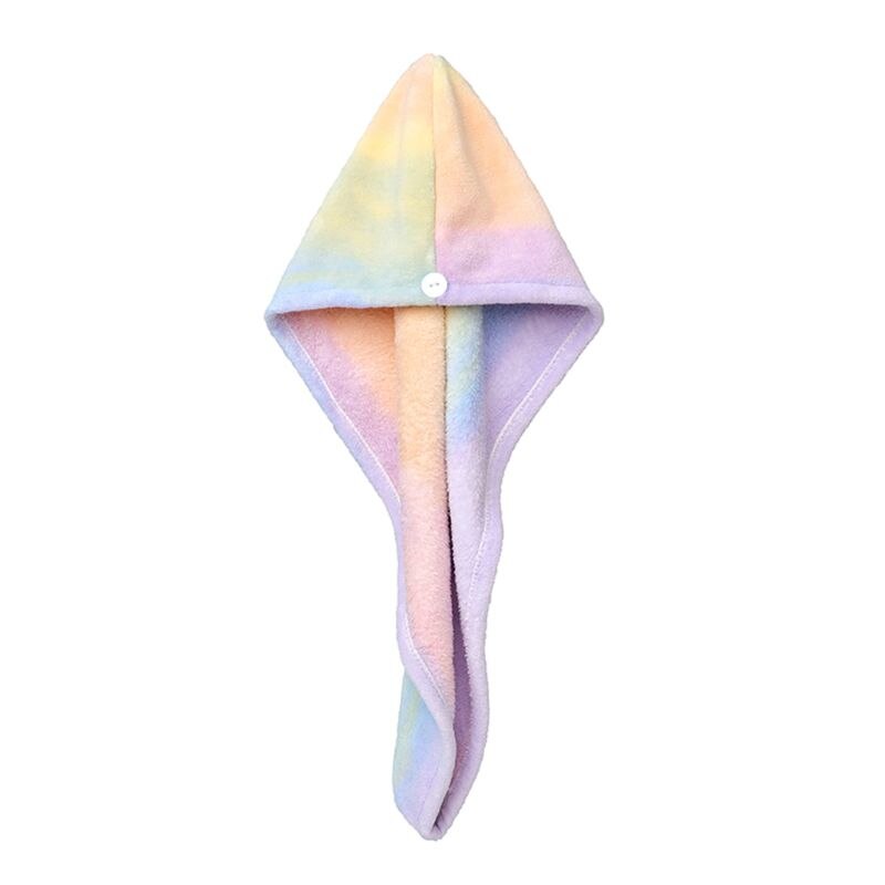 Kvinder tie-dye regnbue farverig håndklæde wrap koral fløjl super absorberende hurtig hår tør hat bad bruser turban cap