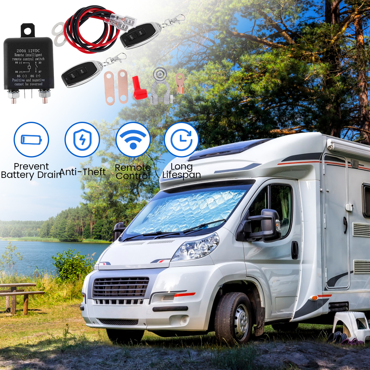 Batterierelaisschalter, 12 V, Fernbedienung, Batterietrennschalter, Diebstahlschutz, Batterieisolator für Auto, Camping, Anhänger