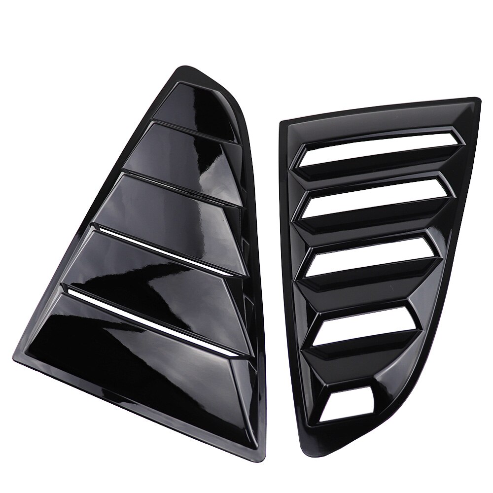 Für Ford Mustang Hinten Viertel Fenster Lamellen Spoiler Scoops Auto Tunning Panel Seite Air Vent Abdeckung: Shiny Black
