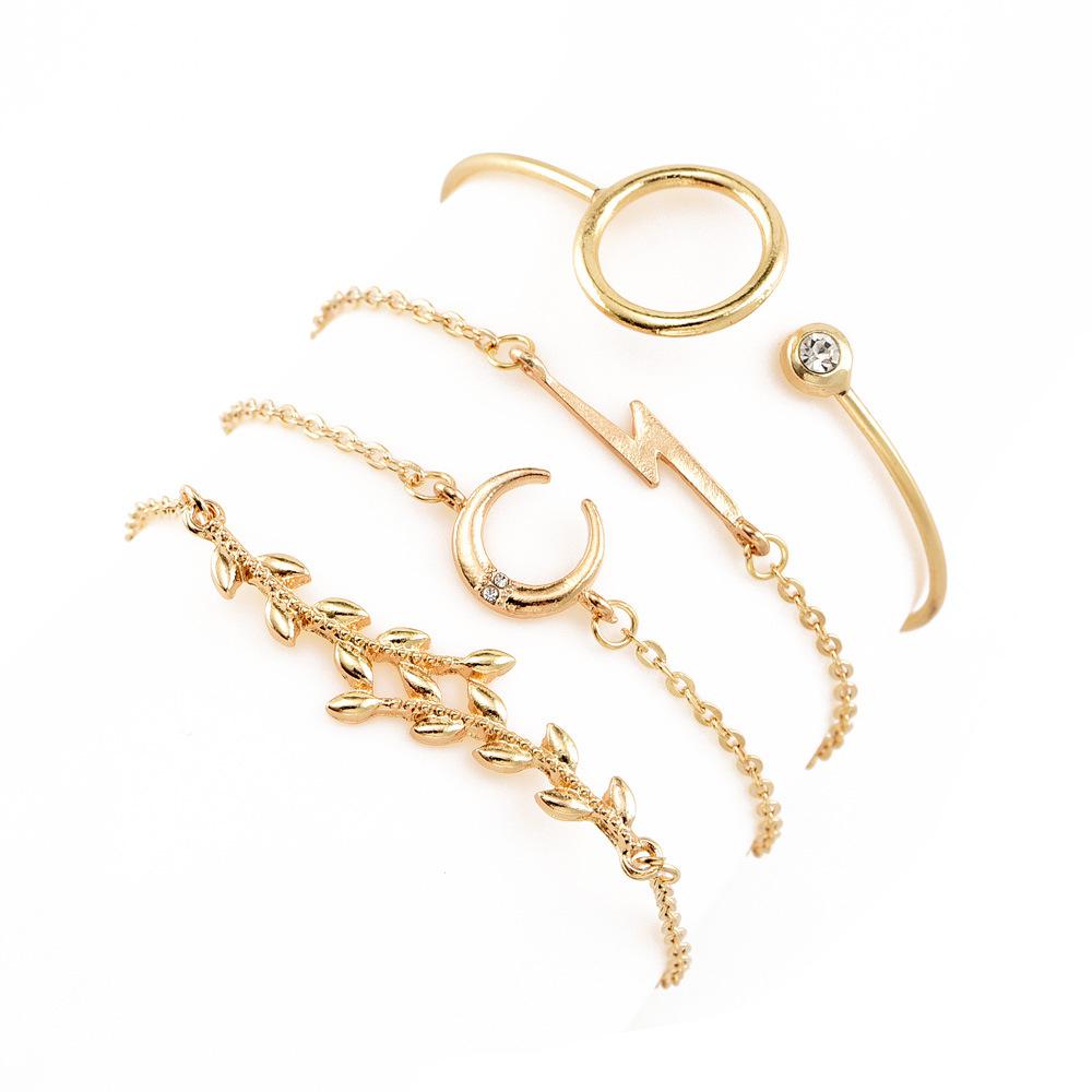 4psc/Neue schmuck blätter mond blitz frauen armband armband kombination set: Default Title