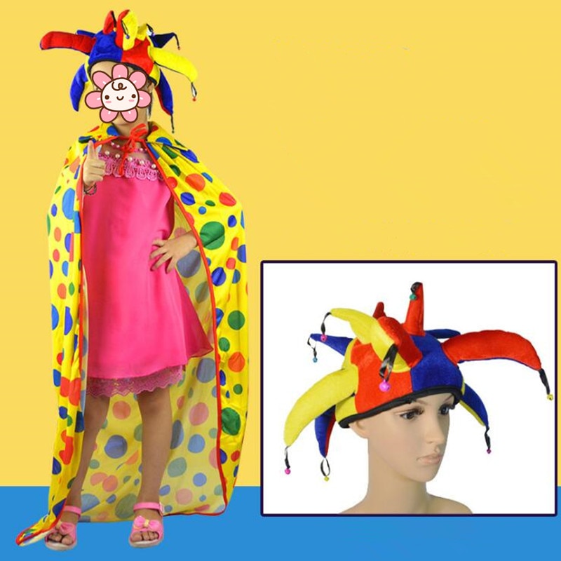 Circus Clown Cloak Children Adults Clown Dot Cloak Cape Carnival Masquerade Party Cosplay Costume Accessories Christmas