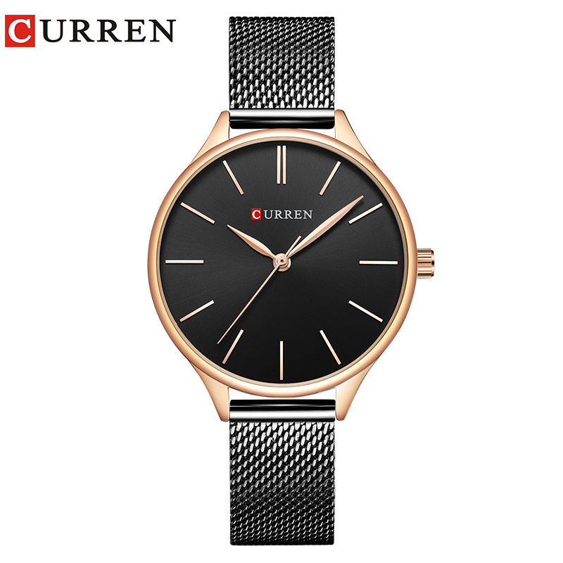 CURREN – montre-Bracelet à Quartz pour femmes, tendance, Style Simple, ,: black