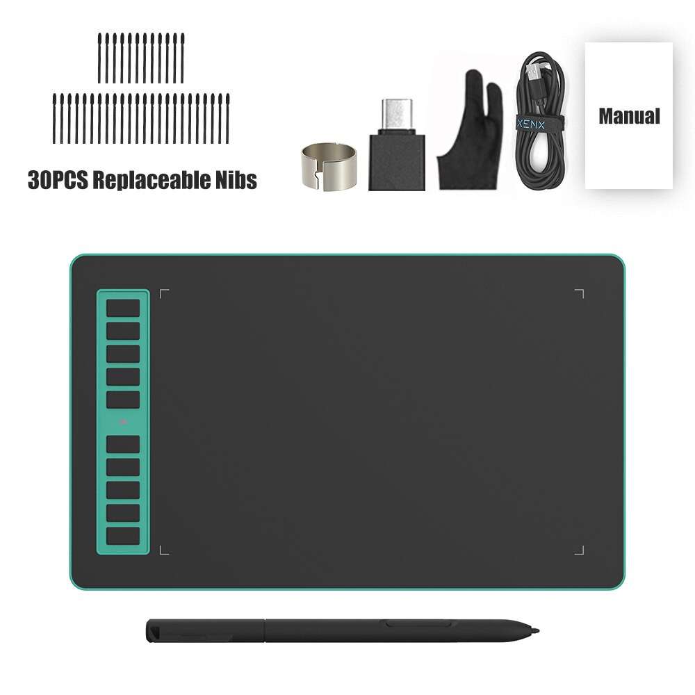 P3 10 "* 6" tavoletta grafica professionale per la scrittura di disegni Osu penna digitale senza batteria a 8192 livelli per PC androide finestre mil: P3 con 30pezzi Nibs