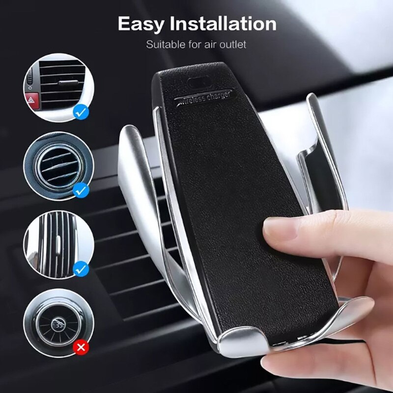 Qi Wireless Car Charger Infrarood Sensor Elektrische Vastklemmen Draadloze Opladen Mobiele Telefoon Houder Draadloze Oplader Voor Iphone