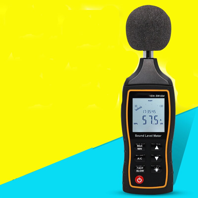 Digital Sound Level Meter Noise Volume Measuring Instrument Decibel Monitoring Tester 30-130dB USB Data Storage Alarm