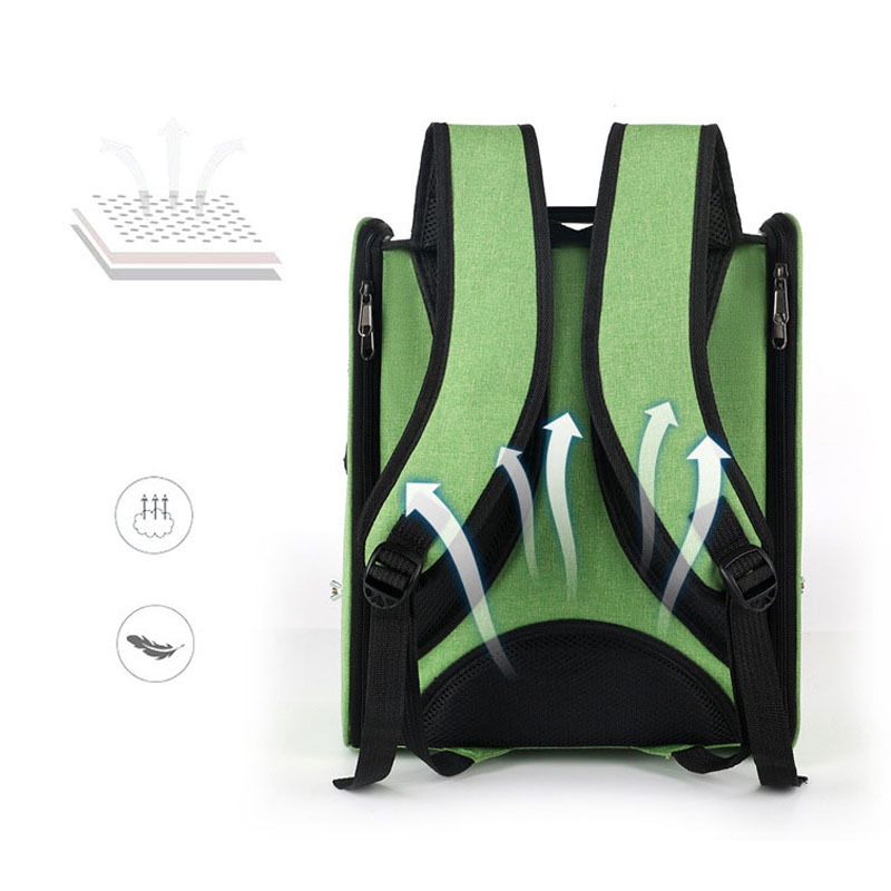 Mochila transpirable para pajaros y loros, bolsa ligera de viaje al aire libre para mascotas, soporte de cinturón lateral duro con taza de comida y pájaros