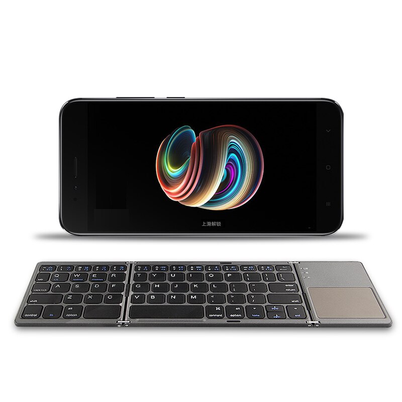 Three folded Wireless Bluetooth Keyboard with Touchpad For Xiaomi Mi 9 Redmi 9 K20 Pro Note 9S 9 Pro Max 7 7a 6 8 Pro Phone Case