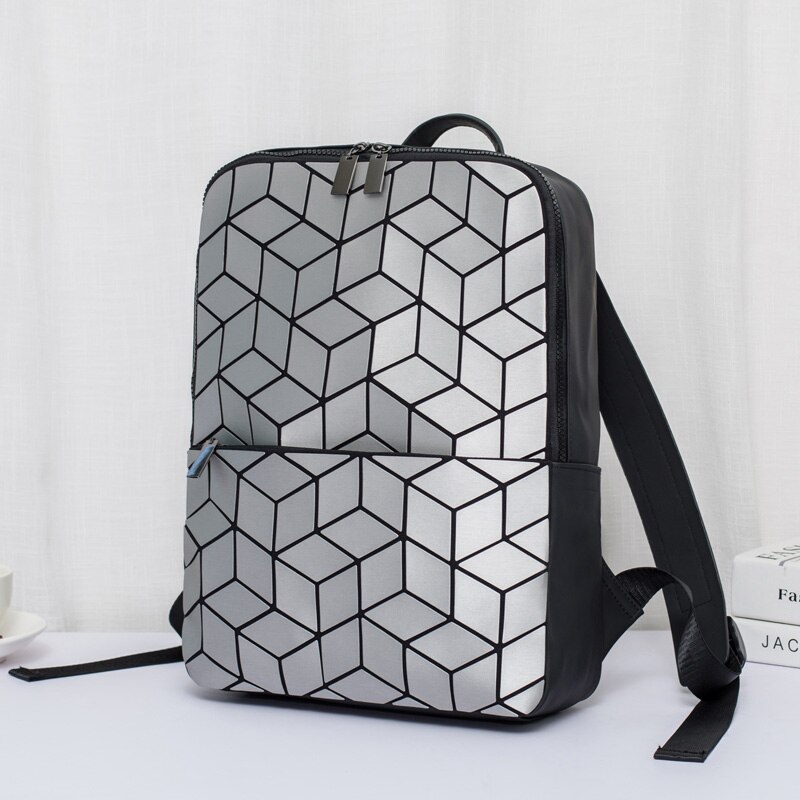 Vrouwen En Mannen Geometrische Laptop Rugzak Vrouwen Rugzak School Hologram Vouwen Student Rits Rugzakken Rugzak Mochila Feminina