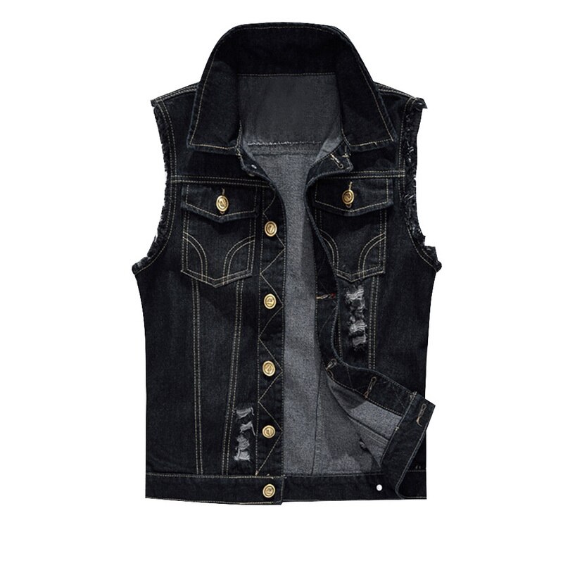 Baumwolle Jeans Ärmellose Jacke Weste Männer Plus Größe 6XL Schwarz Denim Jeans Weste Männlichen Cowboy Freien Weste Herren: 6XL