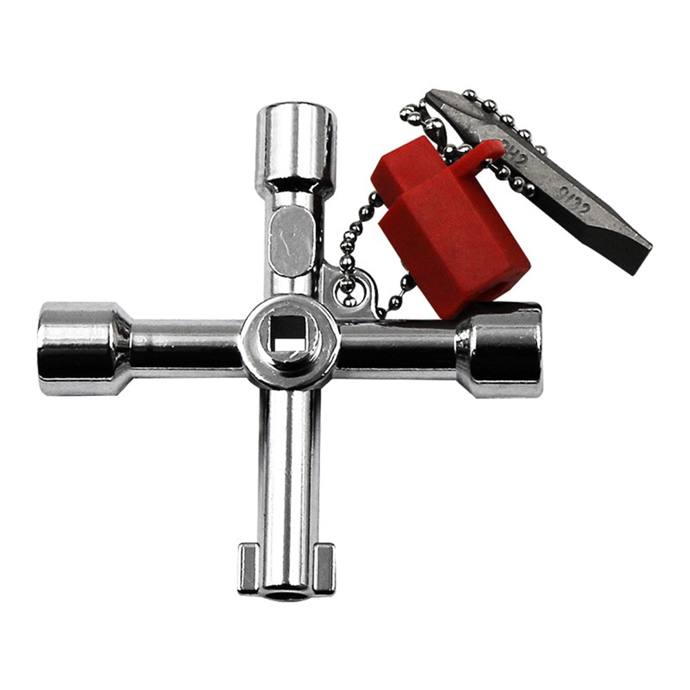 4 Way Cross Key Wrench Multi-function Cross Key Square Train Electrical Elevator Cabinet Box Screw Wrench