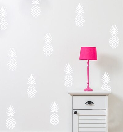 Ananas ananas avtagbar vinyl diy väggdekaler för vardagsrum barnkammare sovrum heminredning väggmålning tapet: Vit