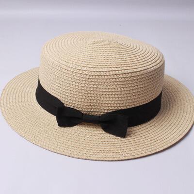 Zomer Ouder-kind Emmer Cap Vrouwen Zonneklep Strik Strohoed Meisjes Outdoor Strand Reizen Zonnescherm Brede Cap: S / Paars
