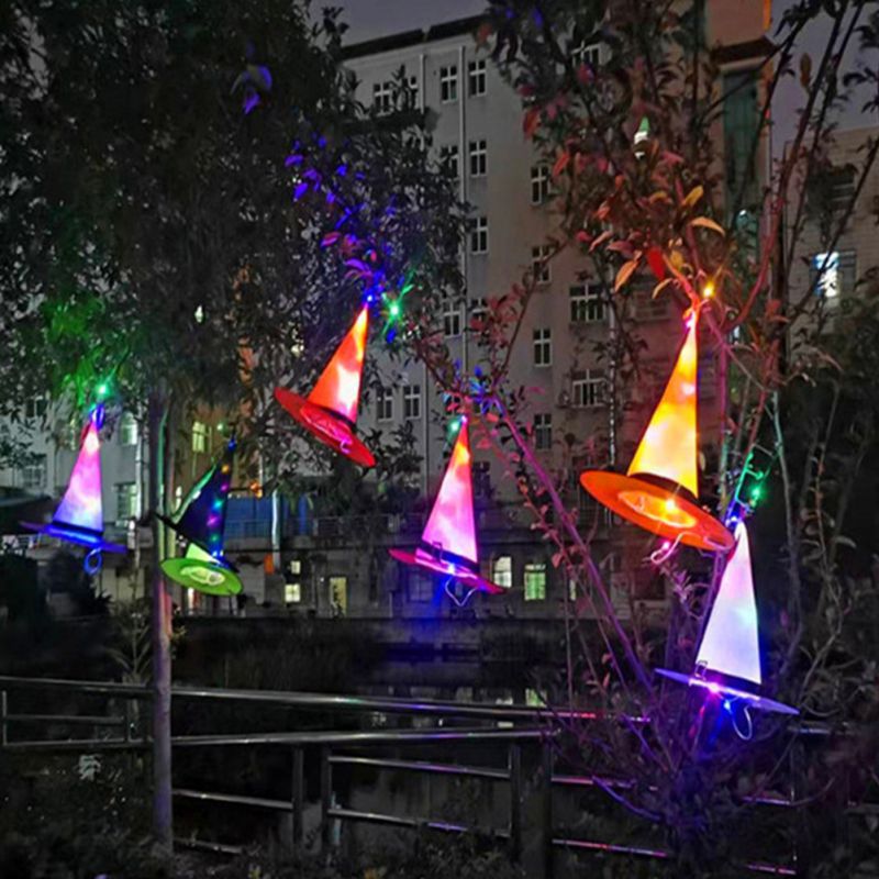 Halloween luz brillante sombrero niños sombrero de bruja con LED brillante brujas sombrero de Halloween Cosplay árbol Decoración