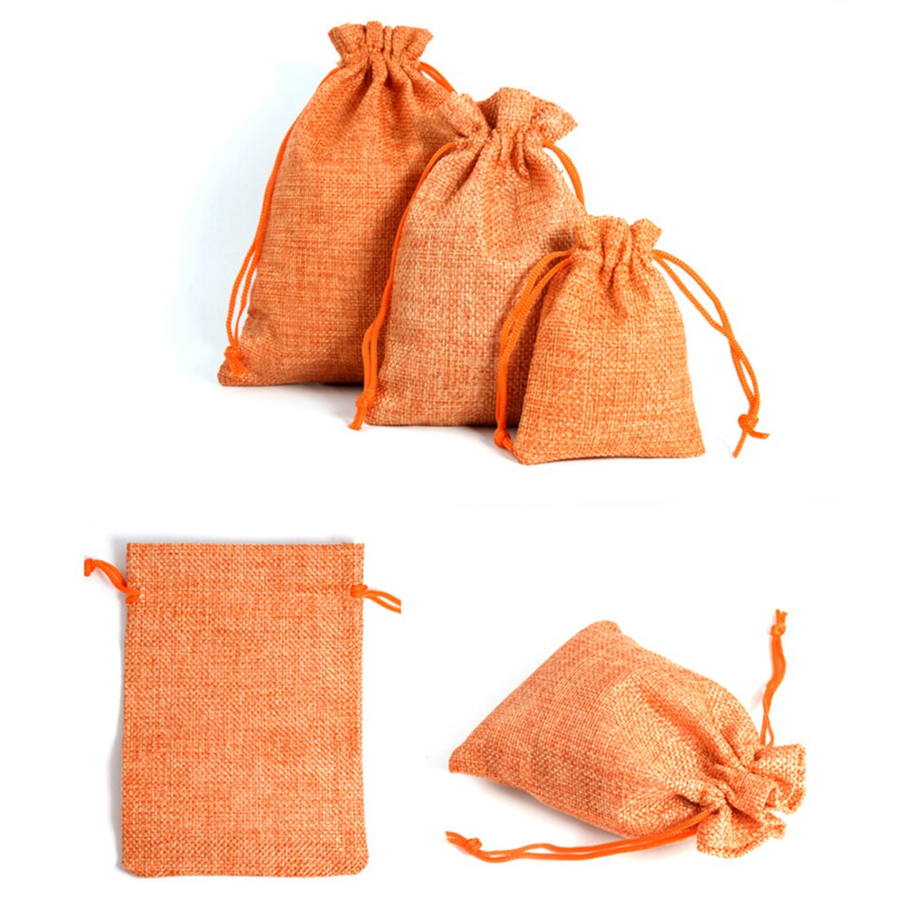 Price Natural Resuable Jute Linen Drawstring Pouch Packaging Bag Logo Printed Jewelry Christmas Bag: orange S