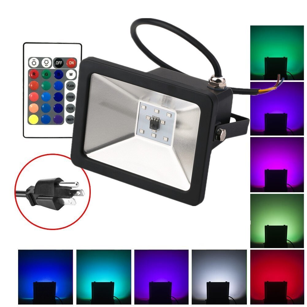 Ouhaobin Rgb Led Flood-lights 10w Color Changing Outdoor Spotlight With Remote Control Lámpara de proyección