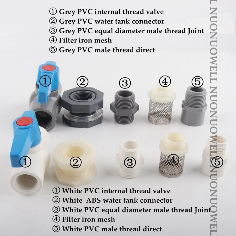 20 25 32 mm 1/2 "~ 1" PVC Water Tank Joint Filte Combination Valve Water Aquarium Fish Tank Connection DIY Combination Suit