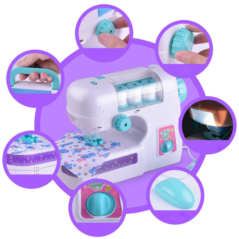 Children DIY With LED Pretend Play Electric Sewing Machine Toy Emulational Educational Household Baby Girls Play set