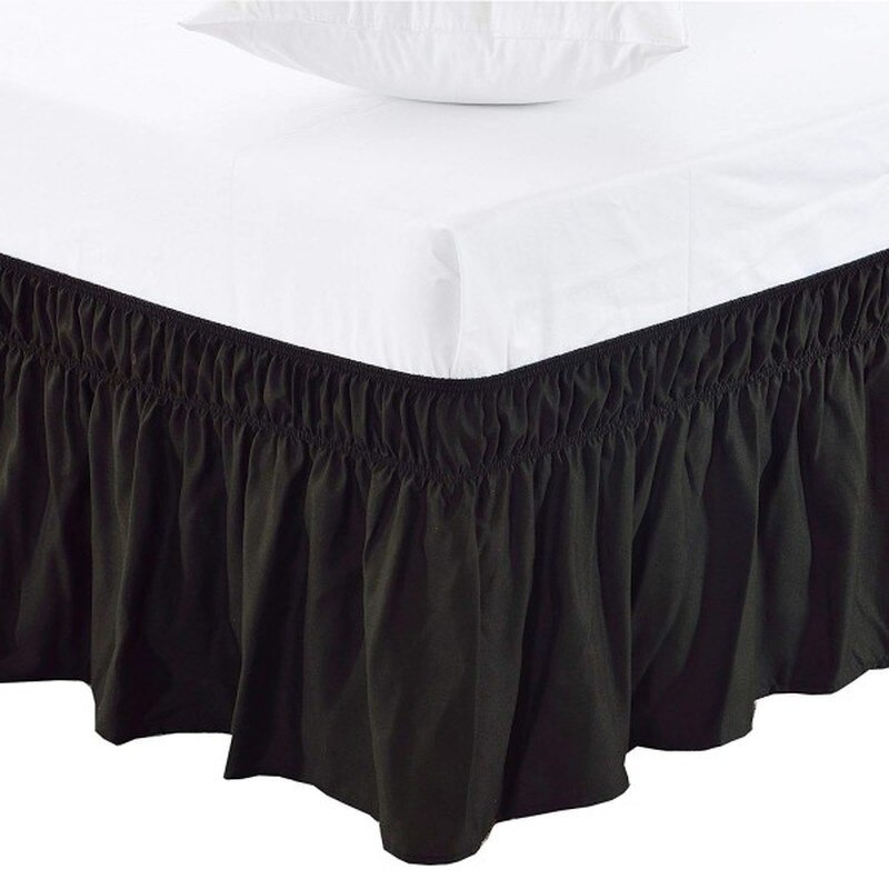 Pastoralen Stil Fit Bettdecke Königin Bett Rock Kräuselte Bett Röcke Hotel Bett Shirts Elastischen Bett Rock Staub Rüschen: Black / bed size 180x200cm
