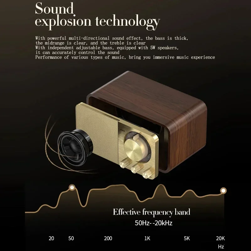 Nostalgiczny głośnik Bluetooth Dźwięk Bluetooth Retro Klasyczny głośnik Retro Radio Bezprzewodowy przenośny subwoofer Bluetooth 5.0