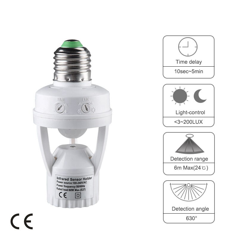 Motion Sensor Switch E27 12W 220V Induction Bulb Human Body Induction Illuminator Light for Home Lighting Corridor Stairs Room
