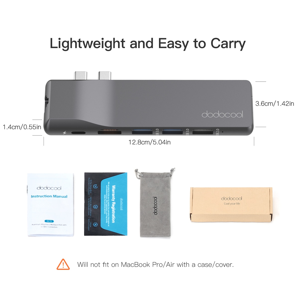 dodocool USB C Hub for MacBook Pro Adapter with 1Gbps RJ45 Gigabit Ethernet 4K HD 3 USB 2.0 3.0 Ports 512GB SD/TF Card Reader