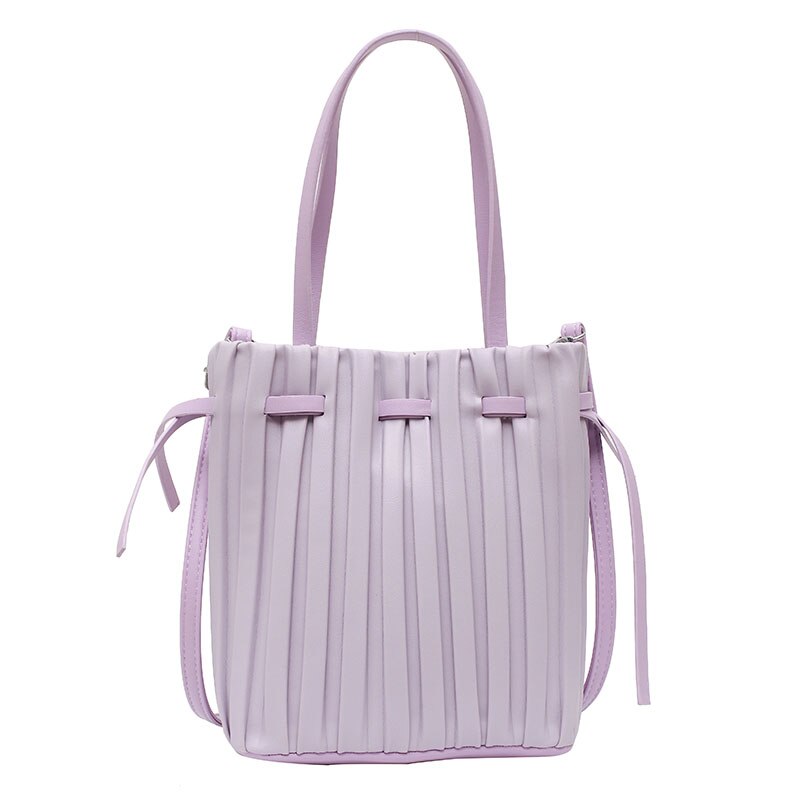 Luxury Handbag Women Bags Fold Drawstring Shopping Bag Female Casual Travel Crossbody Shoulder Bags Women Leather Totes: Purple shoulder bag